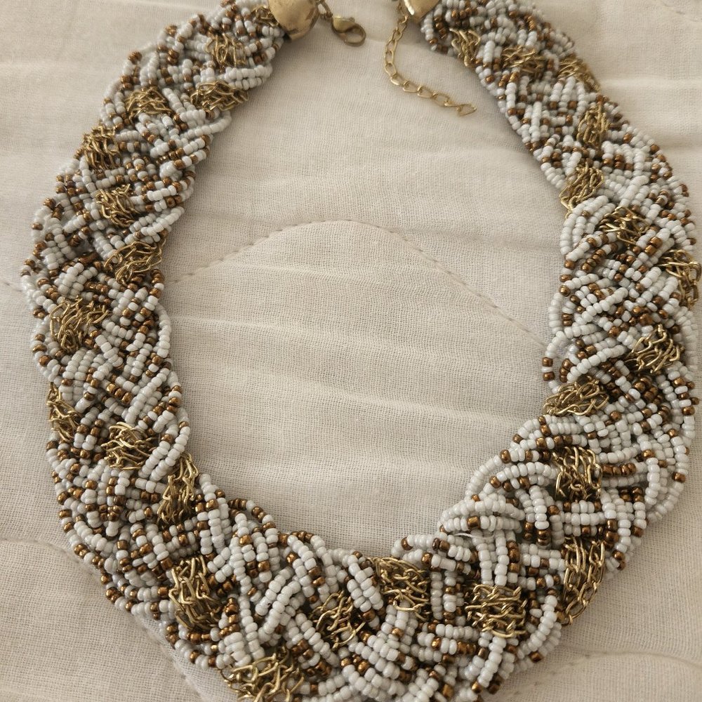 White and Gold beaded necklace
